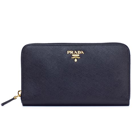 prada portafoglio lampo saffiano zip around wallet nero|prada black saffiano wallet.